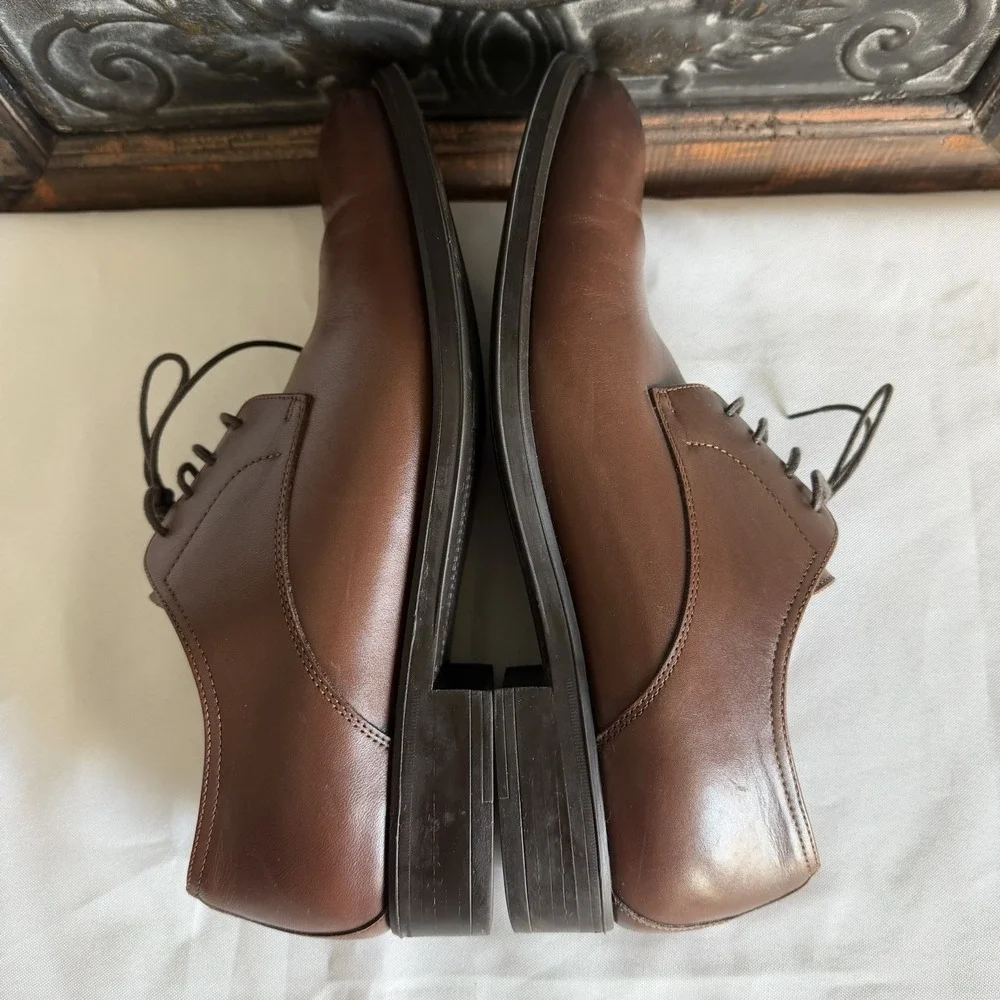 Broletto Brown Italian Lace Up Oxford Leather Shoes Professional Office Mens 9.5